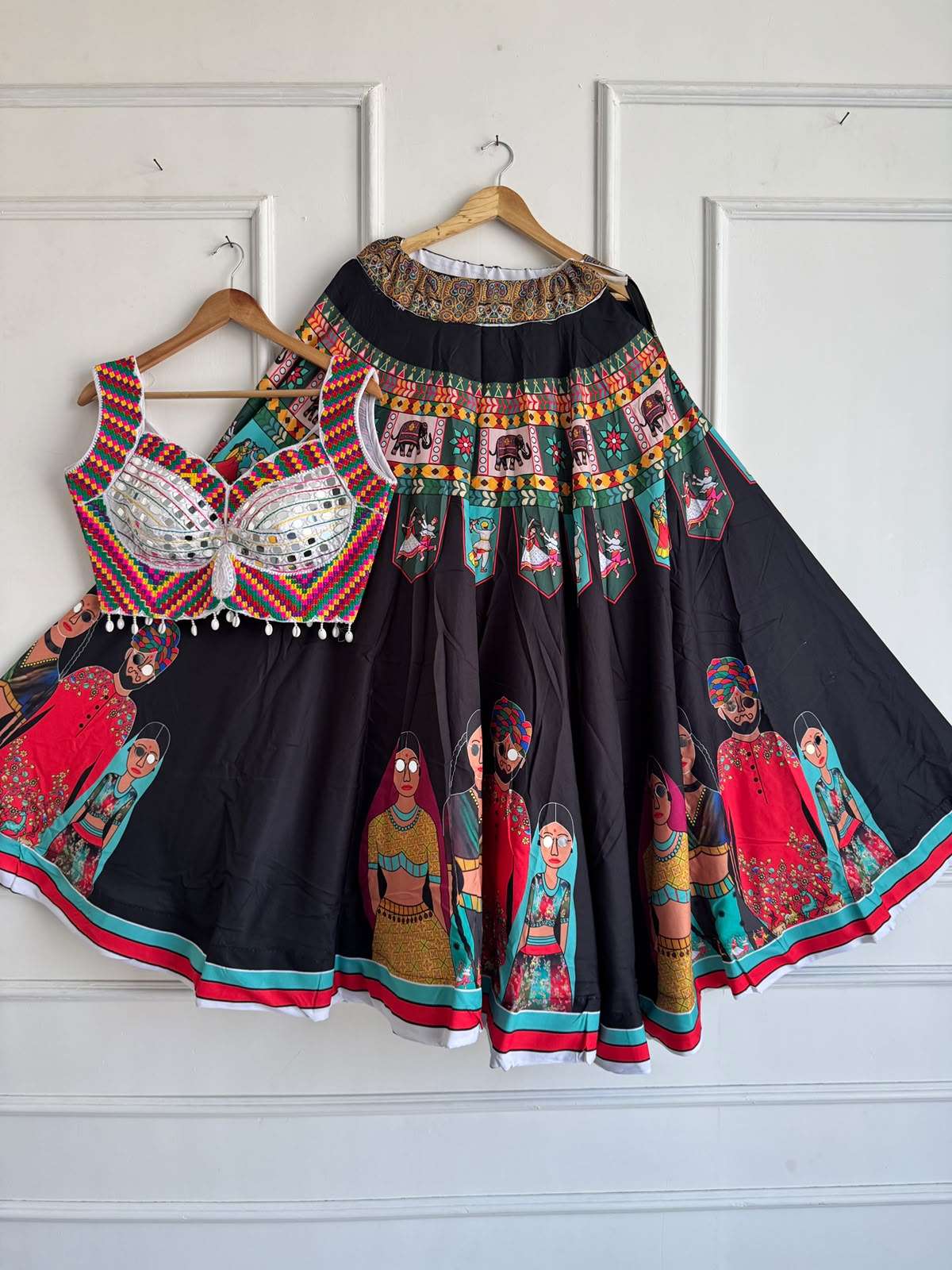   Navratri wear Heavy Crepe Silk fancy fabric with beautiful Digital Print on lehenga choli supplier in surat 