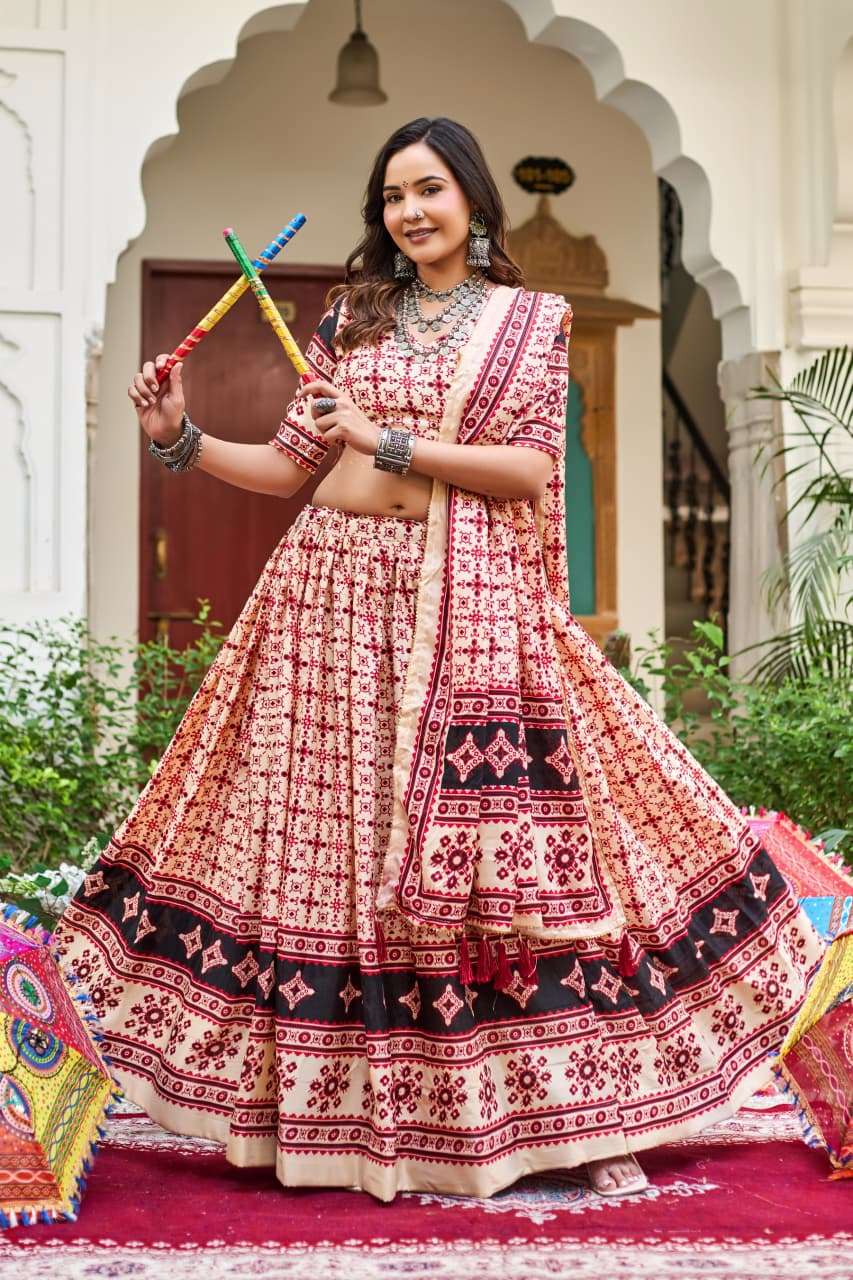 Navratri wear Pure and classic mul cotton fabric chaniya choli reseller in surat