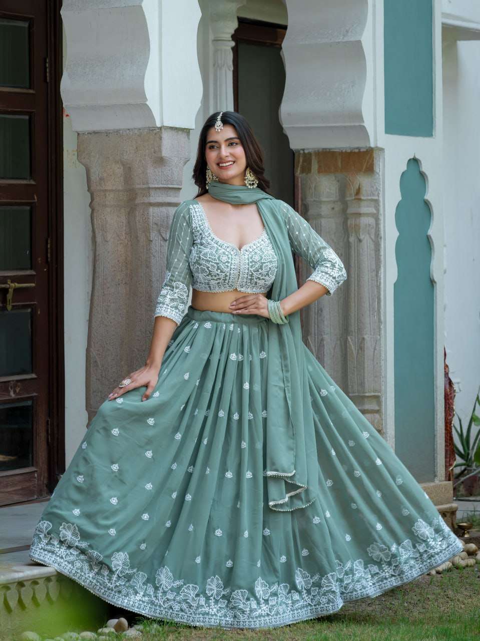 New Bridesmaids Faux Georgette Fabric lehenga choli reseller...