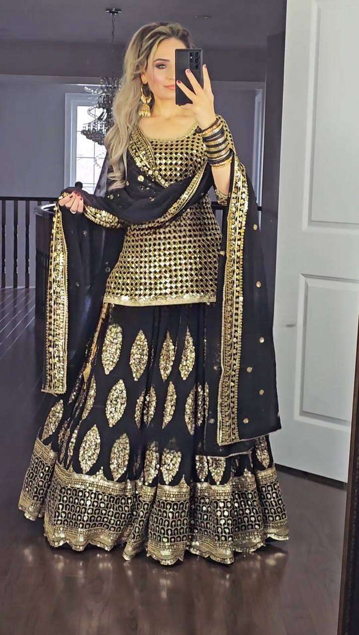 New designer Heavy Faux Georgette fabric top and lehenga wholesale in surat NF 1181