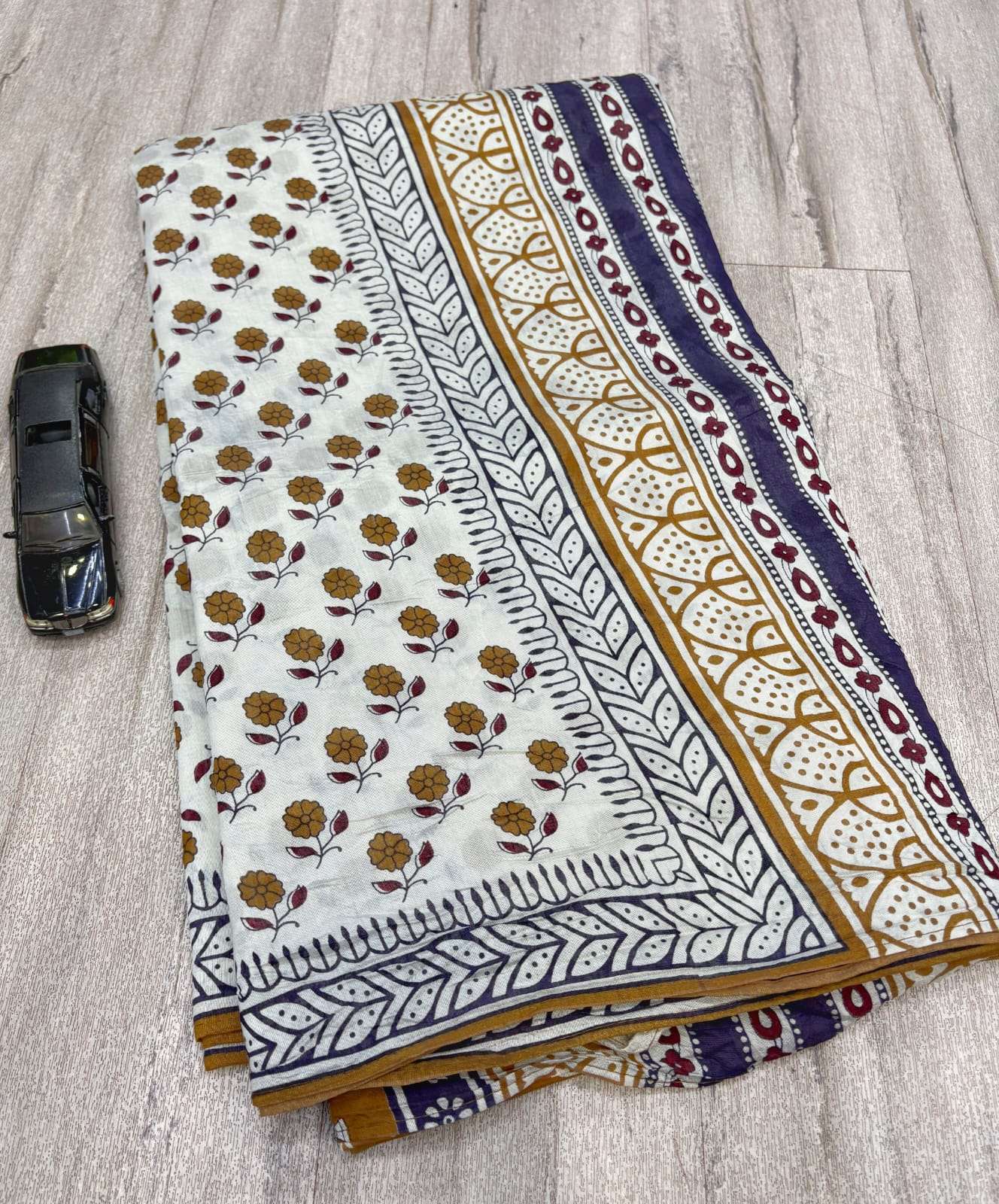 New launching Soft Mal Chanderi Cotton Handicraft Ajrakh Print Saree reseller in surat