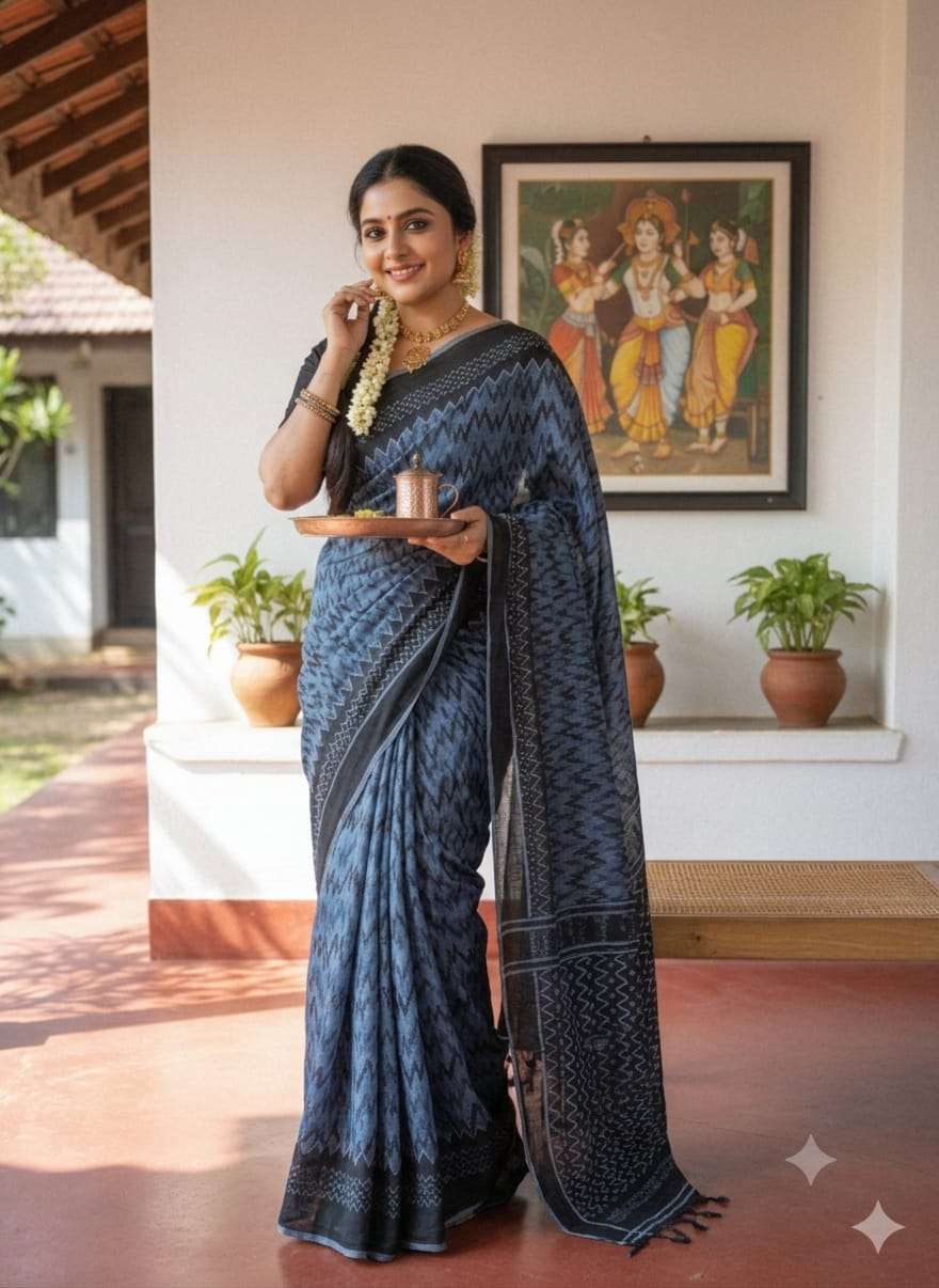 New trading linen Cotton Fabric regular wear saree wholesale n surat 