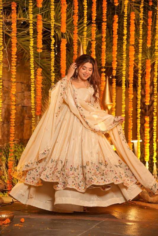 NF 1264 SILK HEAVY ANARKALI SUIT NEW STYLE PARTY AND WEDDING WEAR WHOLESALER US & UK 