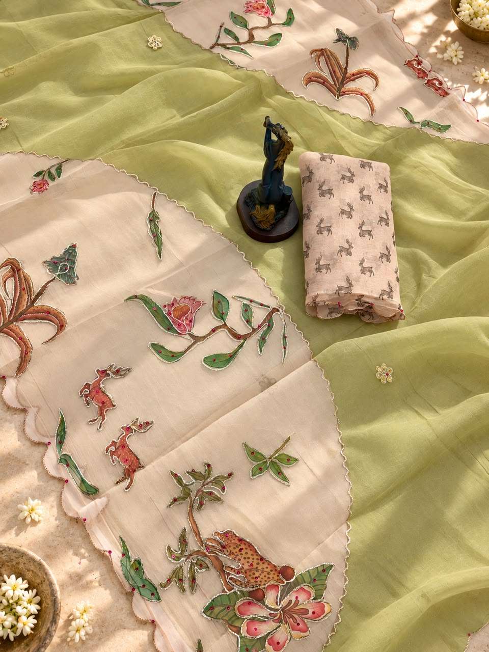  Olive green Colour Premium Tebby Silk fabric Saree reseller in surat