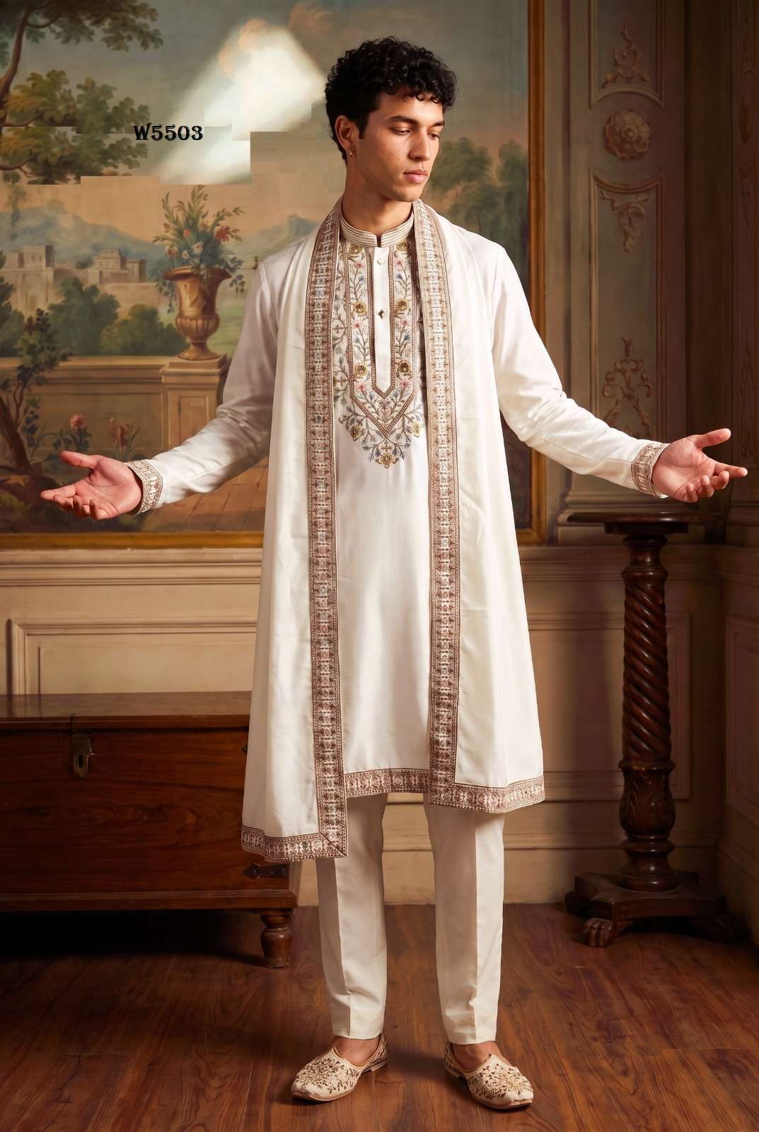 OUTLUK WEDDING 55 TRADITIONAL MENS WEAR SILK KURTA PANT SET SUPPLIER MARKET
