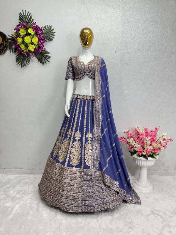 PARTY WEAR HEAVY FUAX GEORGETTE FANCY FABRIC LEHENGA CHOLI RESELLER IN SURAT KF 1617 