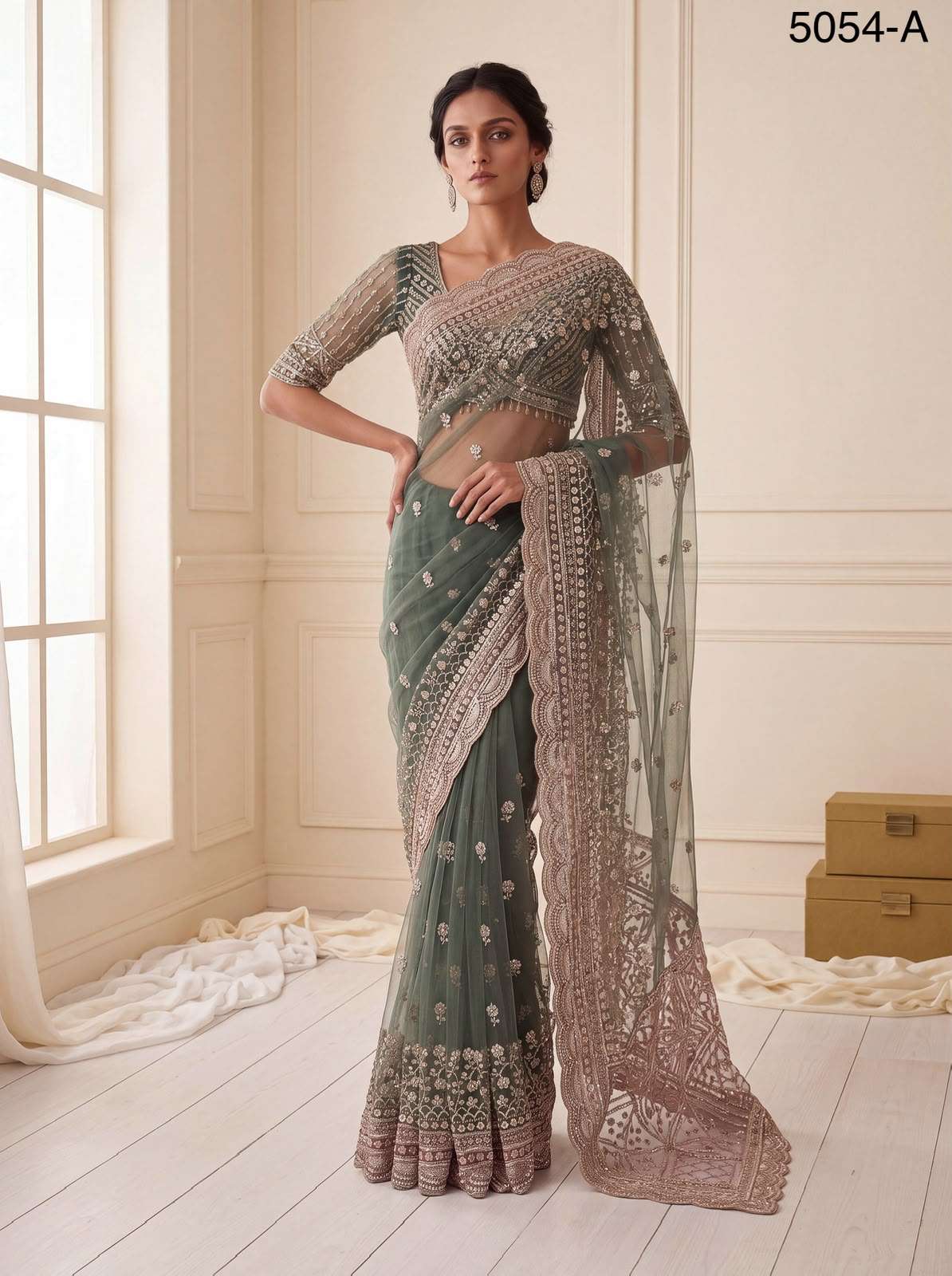 Party wear Premium And classic Net fancy fabric saree wholesale in surat 5054