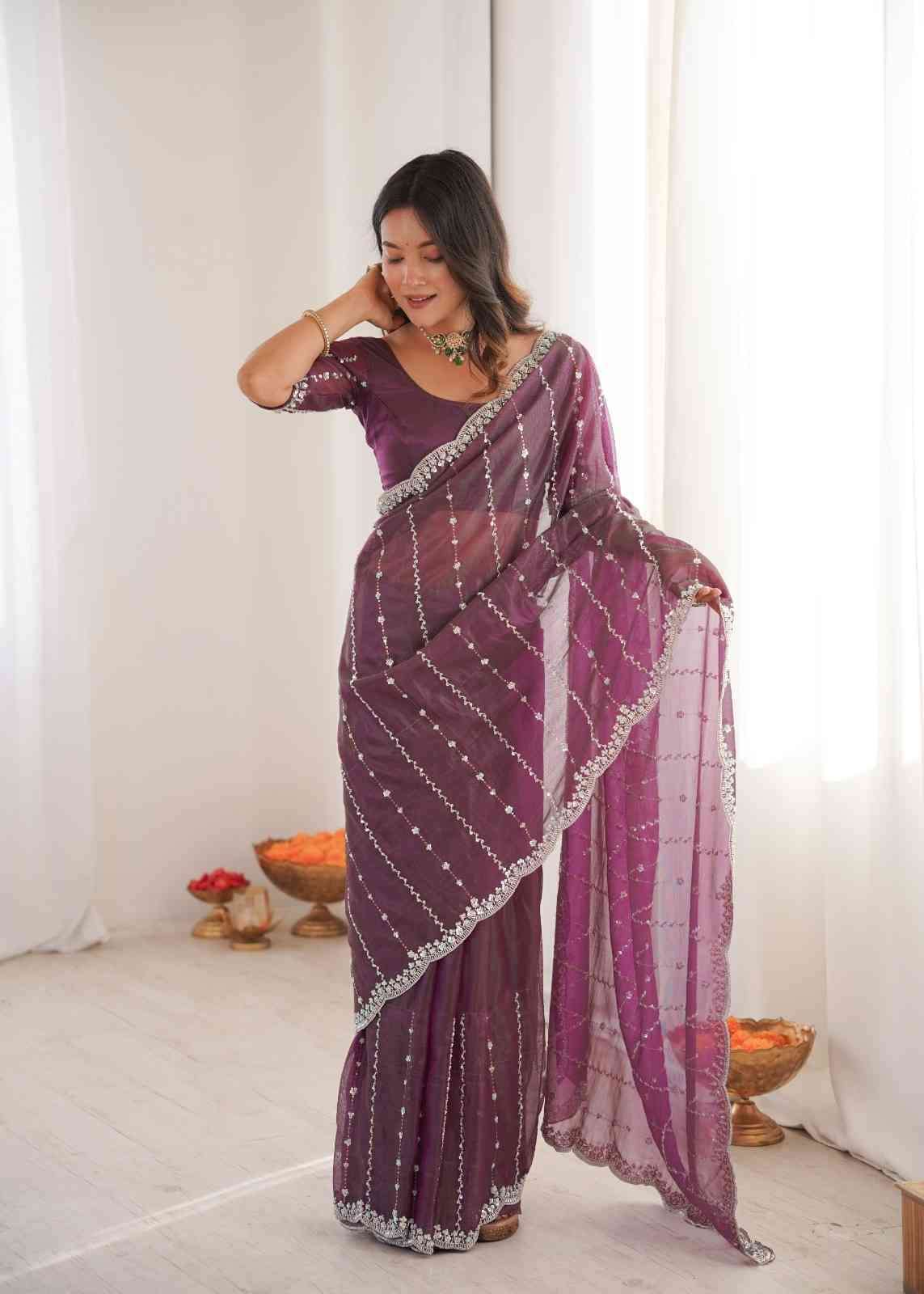 Party wear soft Twill net fancy fabric saree wholesale in su...