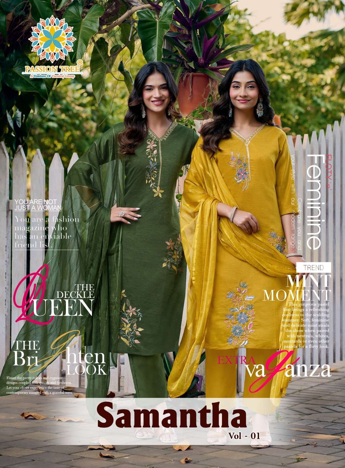 PASSION TREE SAMANTHA VOL 1 ROMAN CRUSH STRAIGHT TOP WITH PANT PLAZZO & DUPATTA RETAILER