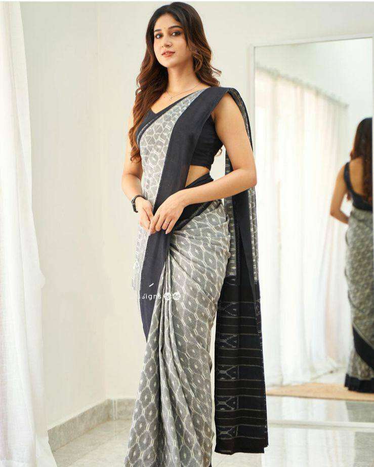 Plain Linen Fabric with elegant Digital Print on saree wholesale in surat MG255 