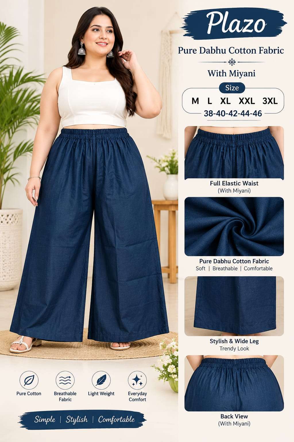 PLAZO PURE DABHU COTTAN FABRIC WITH MIYANI PANT WOMEN TREND BUY