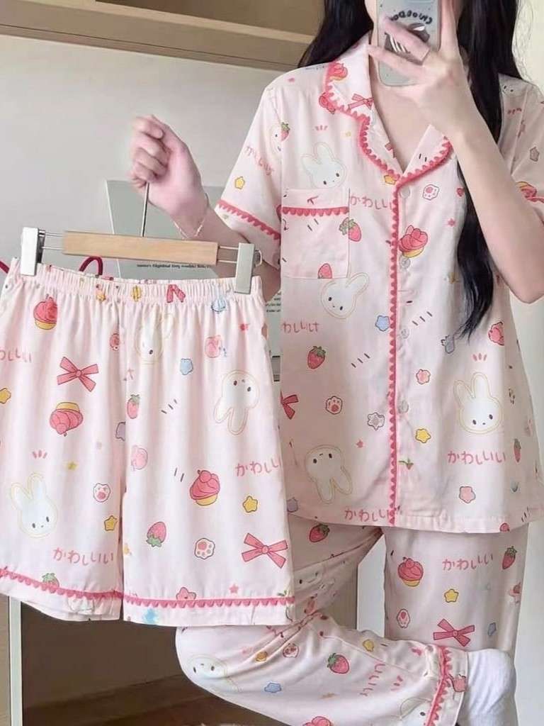 PREMIUM FANCY HALF SLEEVESS KOREAN NIGHT SUITS WITH SHORT COMFORTABLE FUSION DAILY WEAR