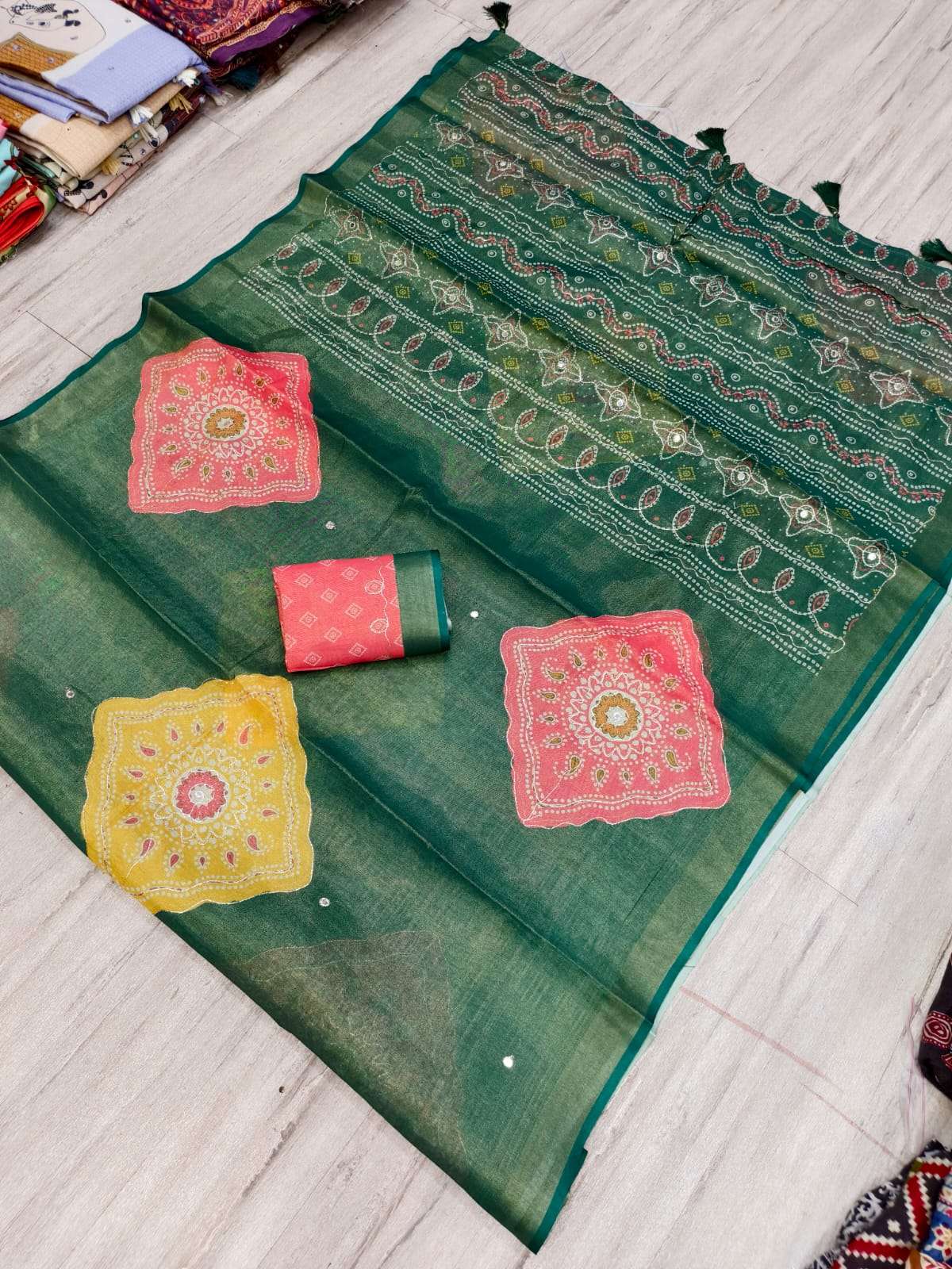  Presents Zari Silk fabric with Aari Mirror Work on regular wear Saree reseller in surat