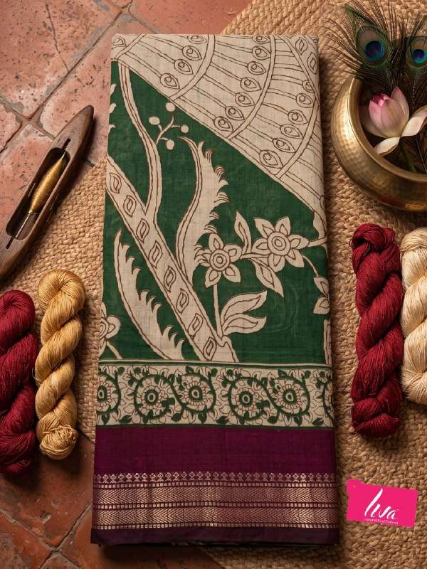 Primum Quality Nechral Naylon fabric with Block Print on saree wholesale in surat  