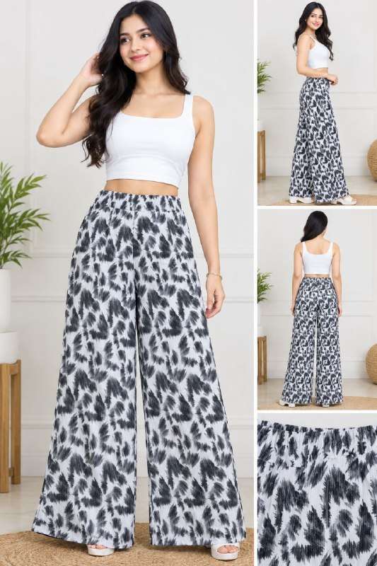 PRINTED PLEATED PALAZZO LYCRA ALL OVER DAILY WEAR SUMMER BUY WORLDWIDE