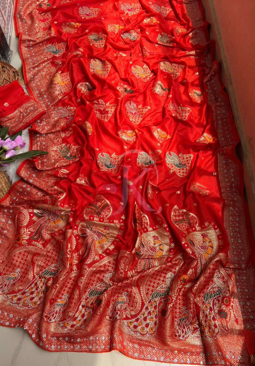 PURE DOLA VISCOSE FABRIC WITH MEENAKARI WORK ON SAREE RESELLER IN SURAT 440