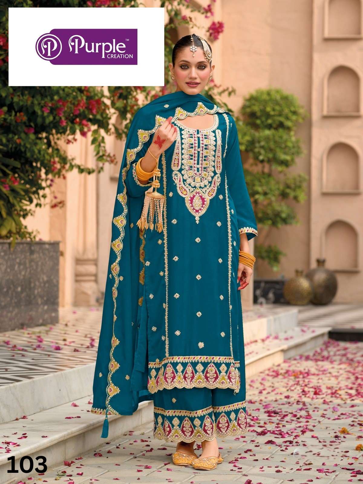 PURPLE CREATION JULIA CHINON FABRIC EMBROIDERY SUIT THE POST MODERN SHALWAR MOVEMENT
