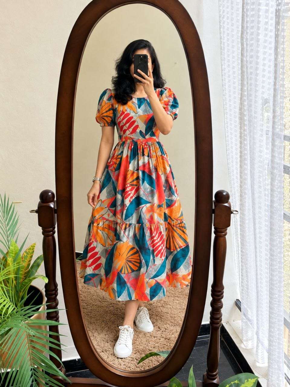 R001 READYMADE SOFT GOWN WITH PRINTED REGULAR WEAR WESTERN O...