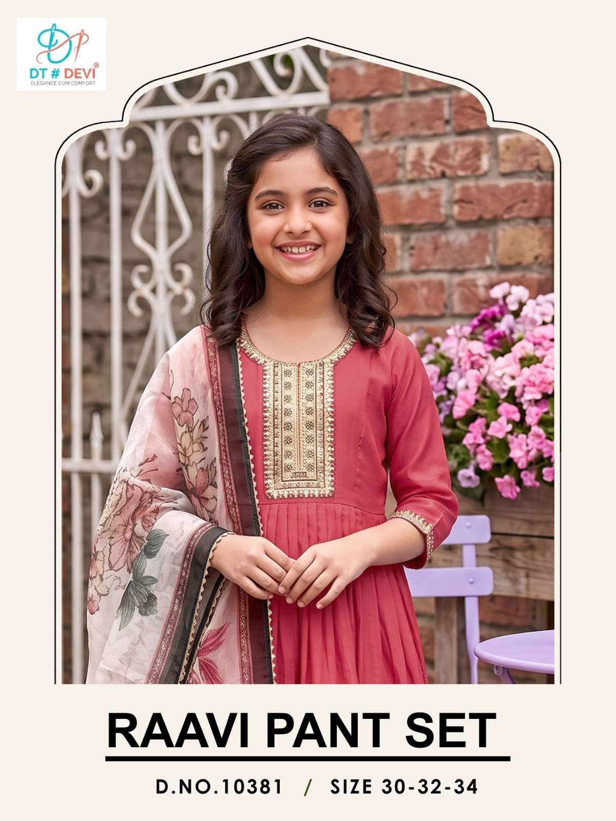RAAVI PANT SET 10381 SHIMMER FALRE KURTI PANT SUIT KIDS FESTIVE EDITIONS DIWALI SEASON