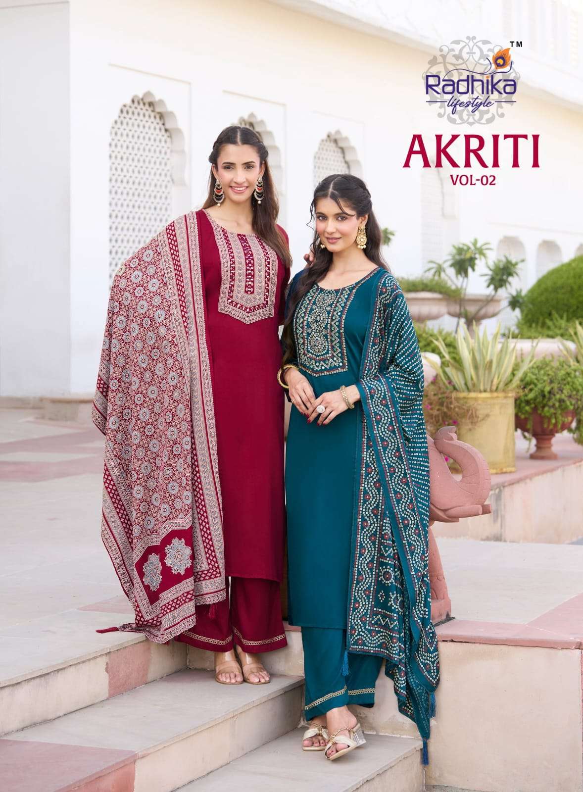RADHIKA LIFE AKRITI VOL 2 GAJJI SILK KURTI PLAZO WITH DUPATTA WEFFORTLESS DAILY STYLE