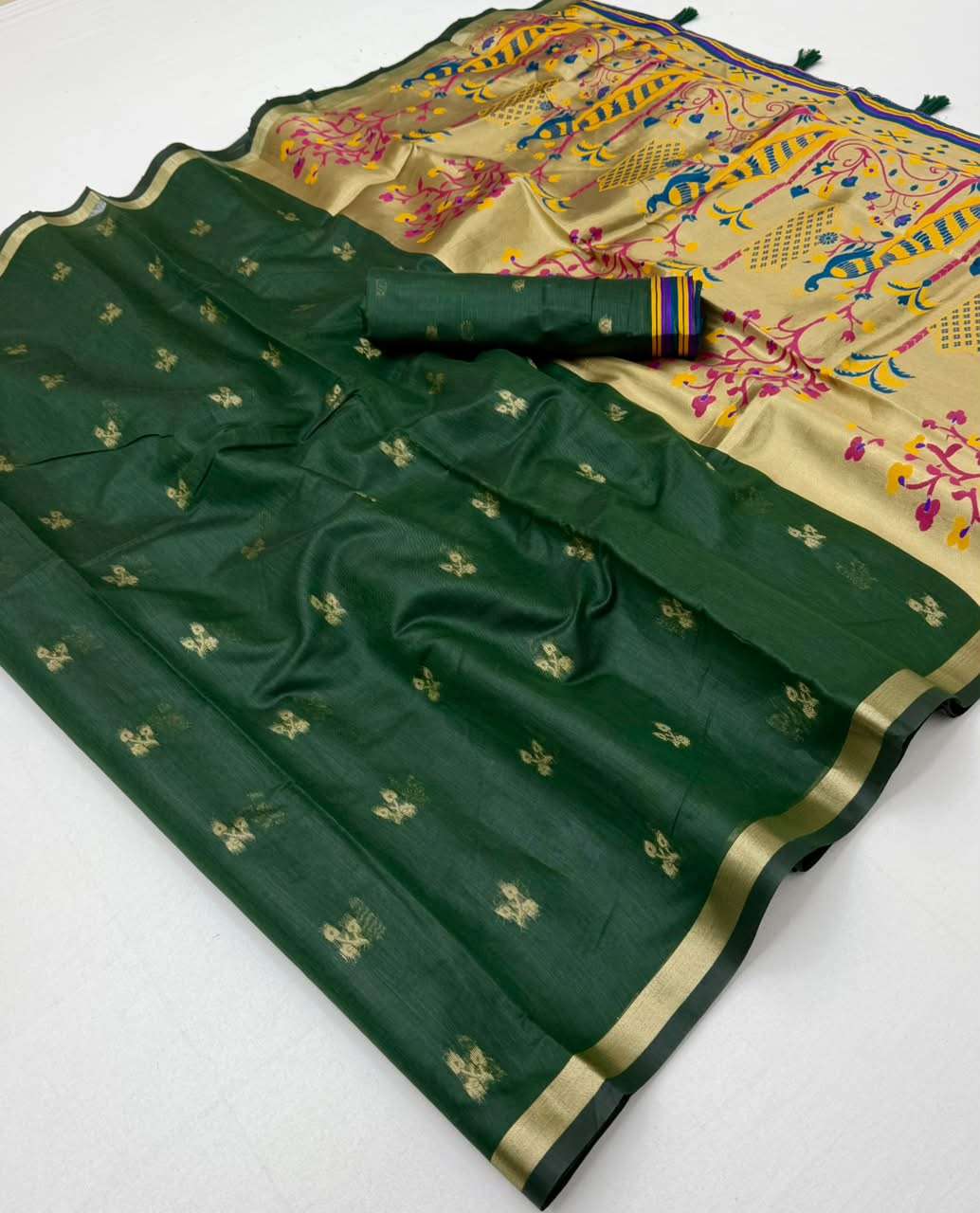 RajMata Series Tapti cotton Jamdani cotton fancy fabric saree reseller in surat