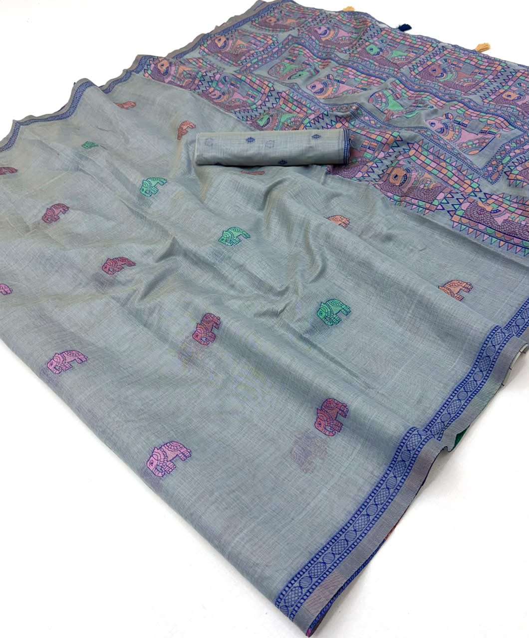 RajMata Series Tapti Cotton Soft cotton fabric saree with Fancy Jamdani  print on saree reseller in surat