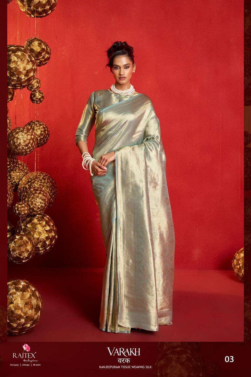 RAJTEX FABRICS VARAKH KANJEEPURAM TISSUE WEAVING SILK FABRIC SAREE WHOLESALE IN SURAT 