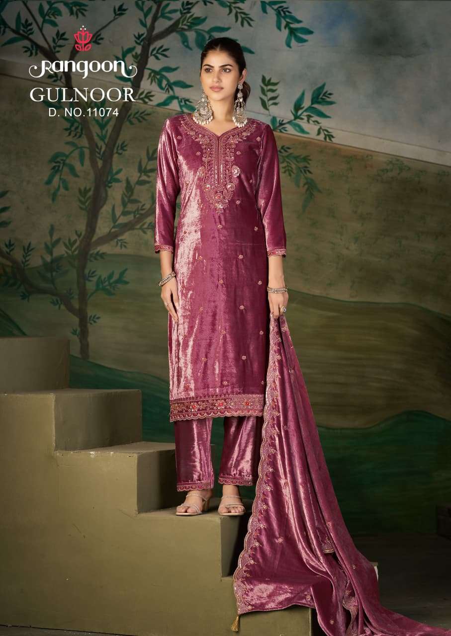 RANGOON GULNOOR ICE VELVET WITH FANCY HEAVY BEADS WORK SUIT FOR WEDDING STYLE RESELLER