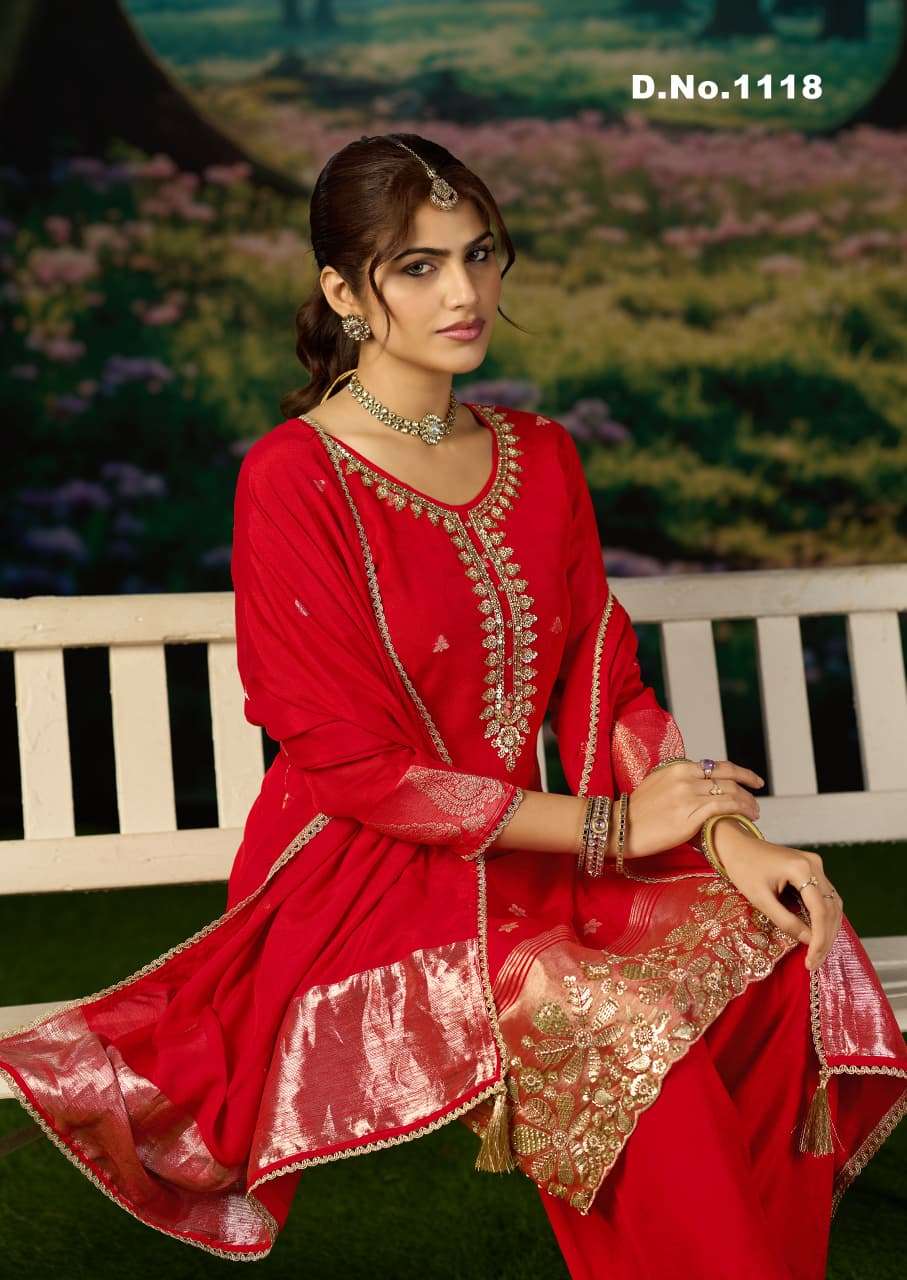RANGOON KESSI GROUP 1118 TO 1121 ZIRAF JACQUARD BEADS WORK SALWAR SUIT FOR FESTIVAL 
