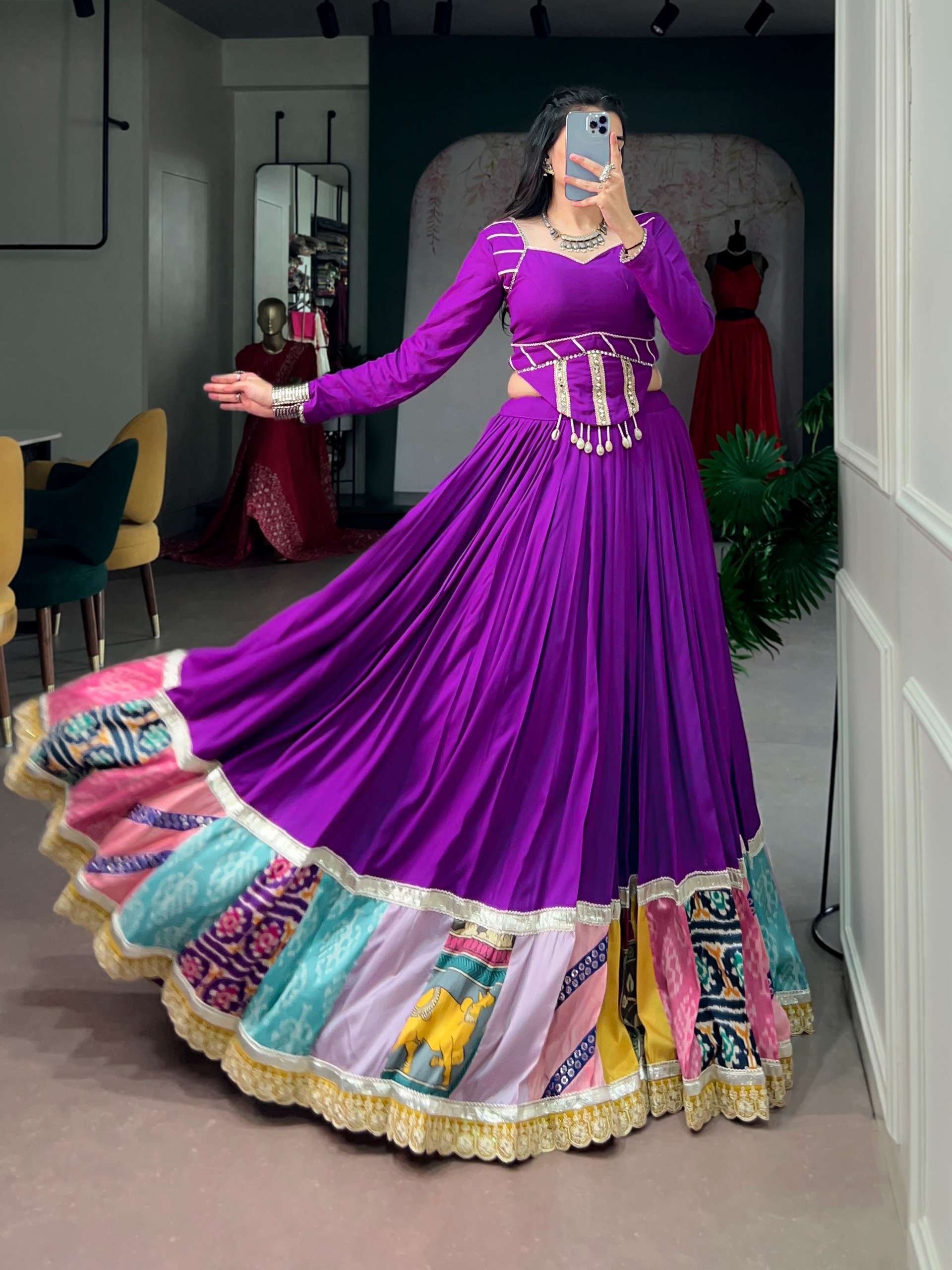 Rayon fabric with vibrant Multicolo Traditional work on lehenga choli reseller in surat 1730