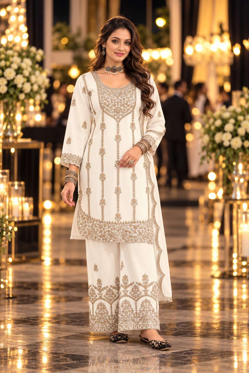READYMADE COLLECTION CHINON SEQUENCE PALAZZO SUIT LUXURY WEDDING TROUSSEAU SURAT 