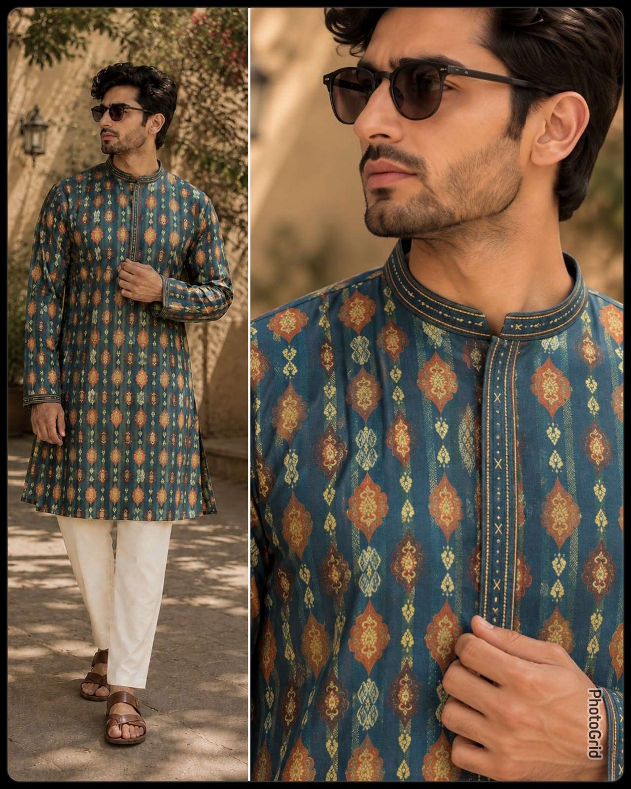 REGAL COUTURE MENS ETHNIC WEAR SILK JACQUARD KURTA COTTON PA...
