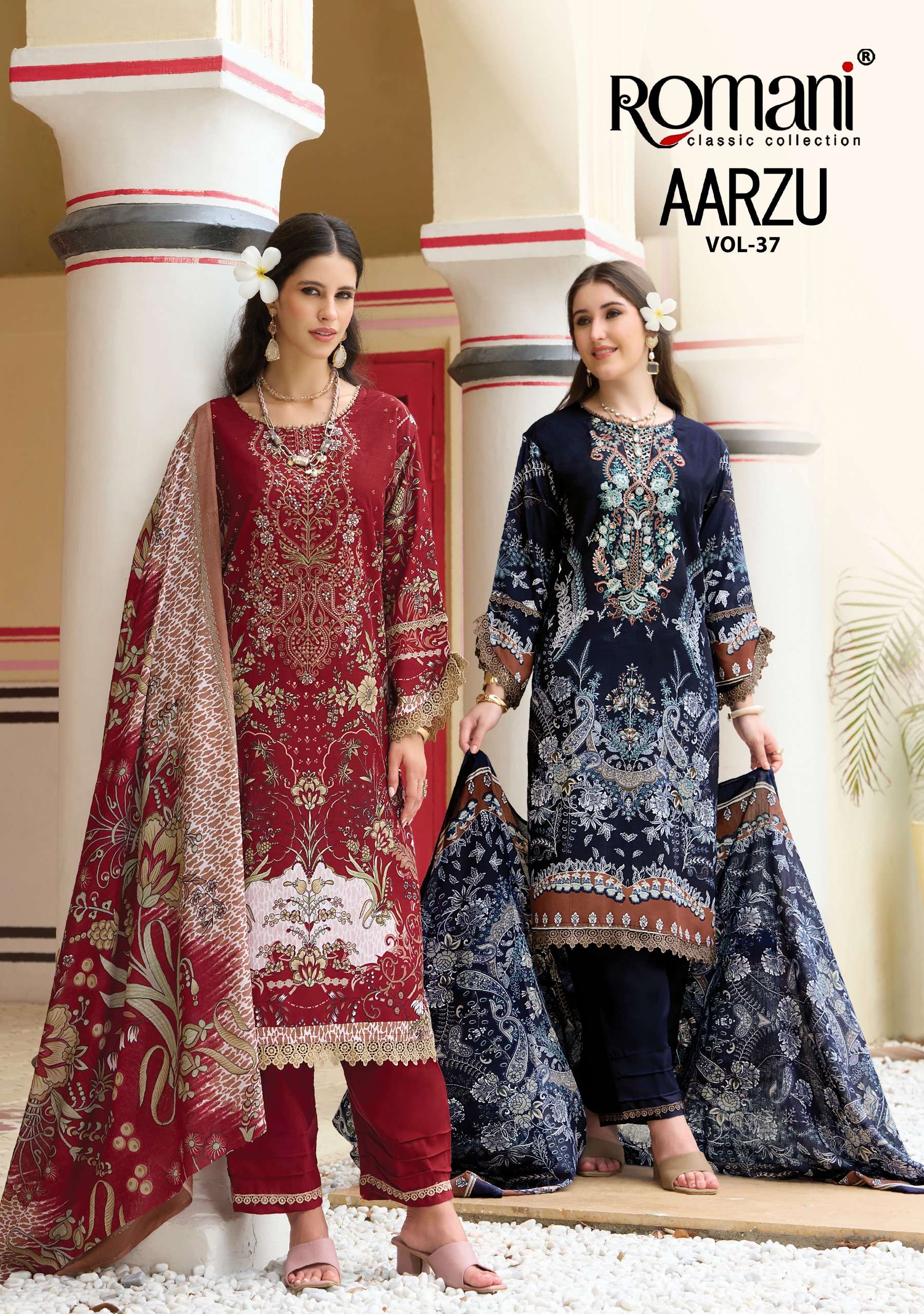 ROMANI AARZU VOL 37 SOFT COTTON WORK SALWAR KAMEEZ MODERN LUXURY FUSION APPAREL