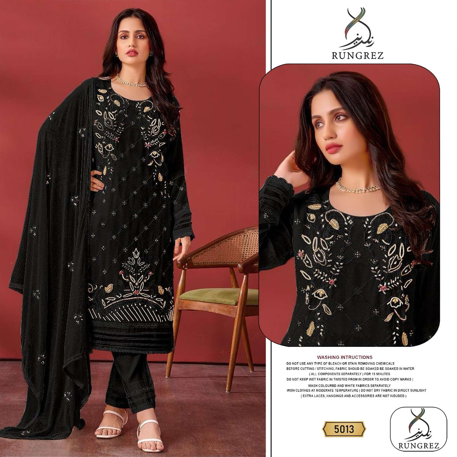 RUNGREZ 5013 SANTOON KHATLI WORK BLACK PAKISTANI THE MODERN ...