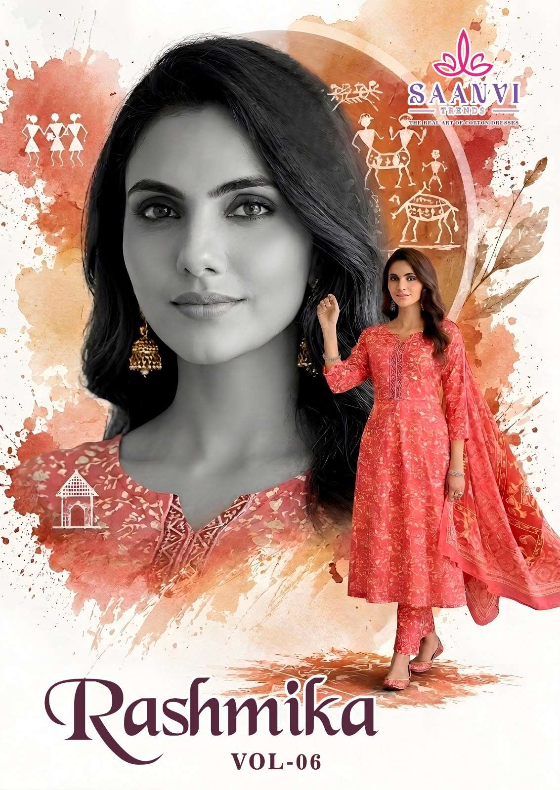 SAANVI TRENDS RASHMIKA VOL 6 COTTON ANARKALI SPECIAL SUIT EVERYDAY DESI LUXE LOUNGE SURAT