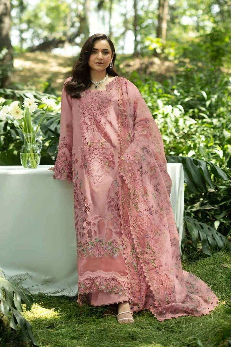 SANIYA TRENDZ NX ELAF PREMIUM 4001 COTTON WITH CHIKANKARI WORK BABY PINK PAKISTANI DRESS SUPPLIER