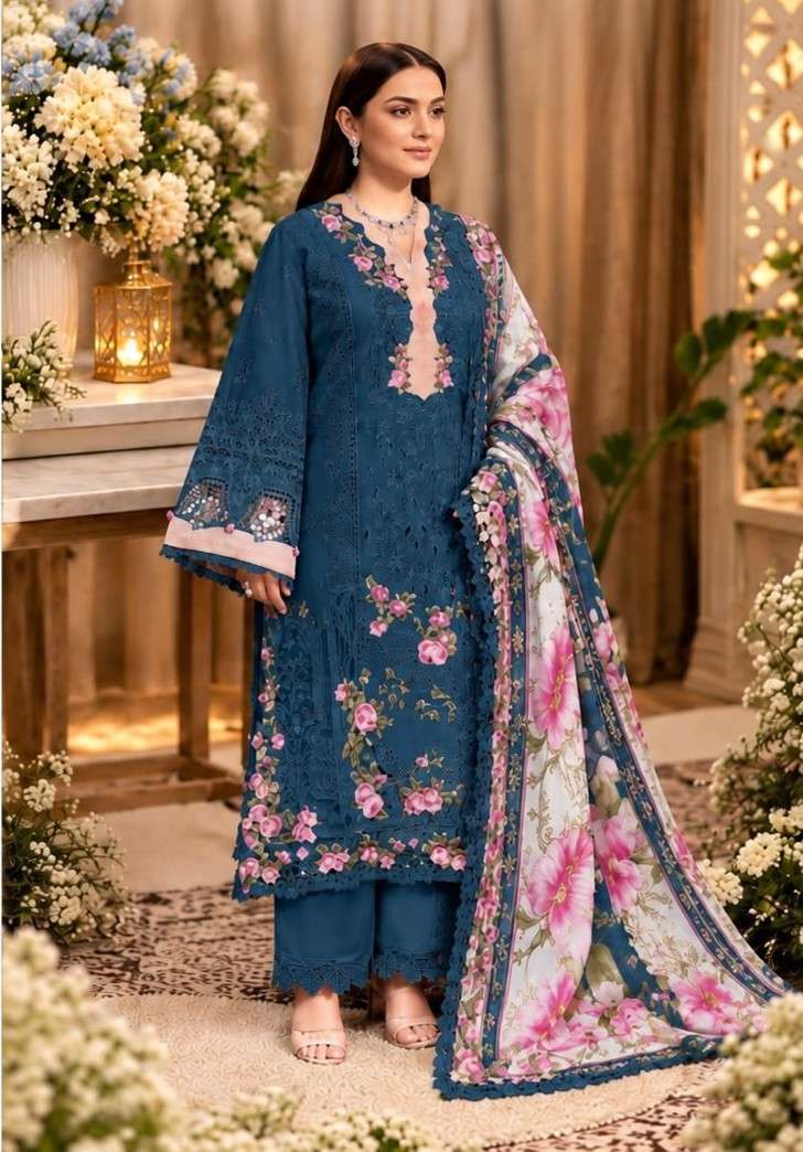 SANIYA TRENDZ NX ELAF 7211 BEAUTIFUL AND ADORNED COTTON PAKISTANI DRESS RESELLER SET