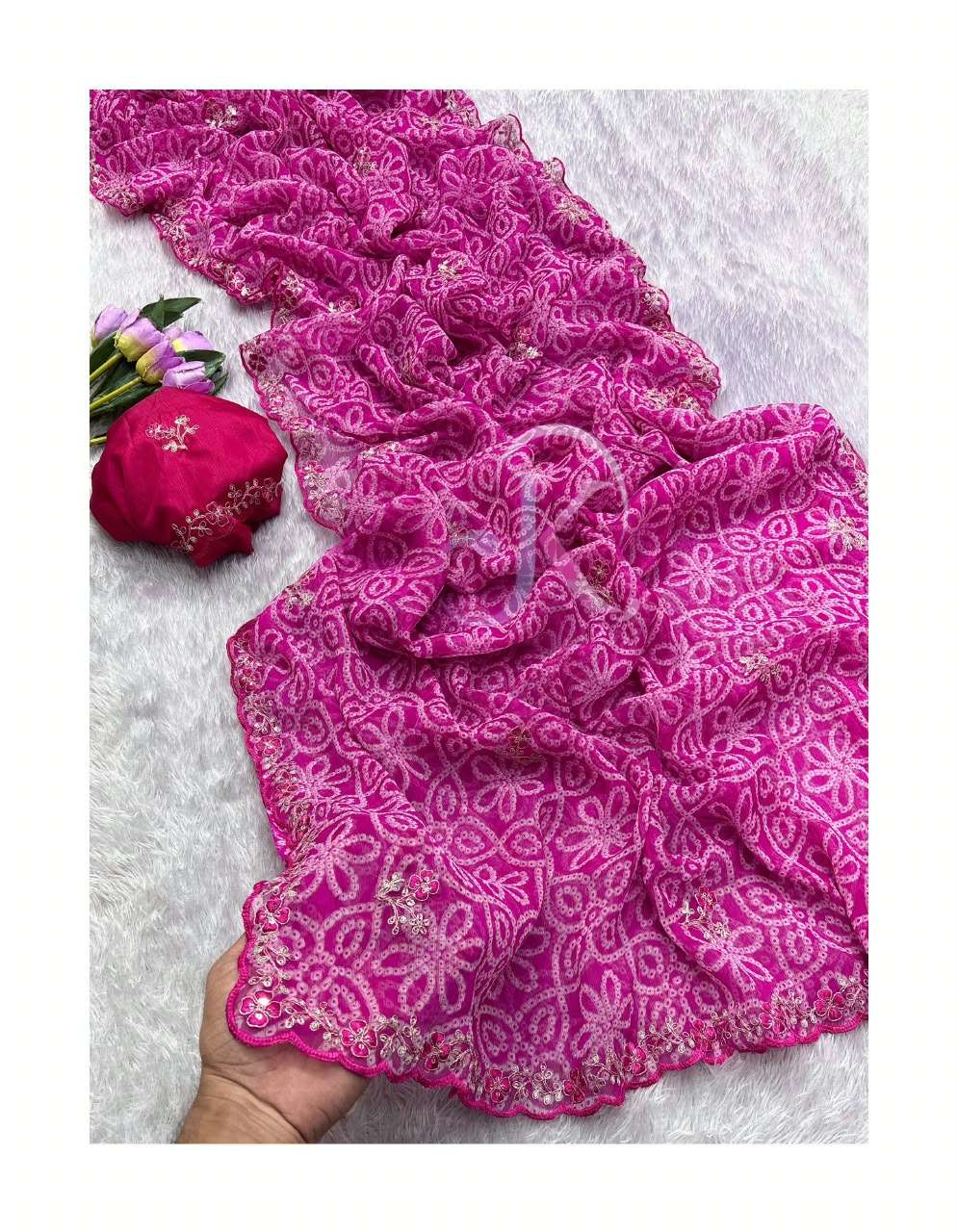 Sawan Beautiful And Soft Chiffon fancy Fabric Saree Reseller In Surat 424