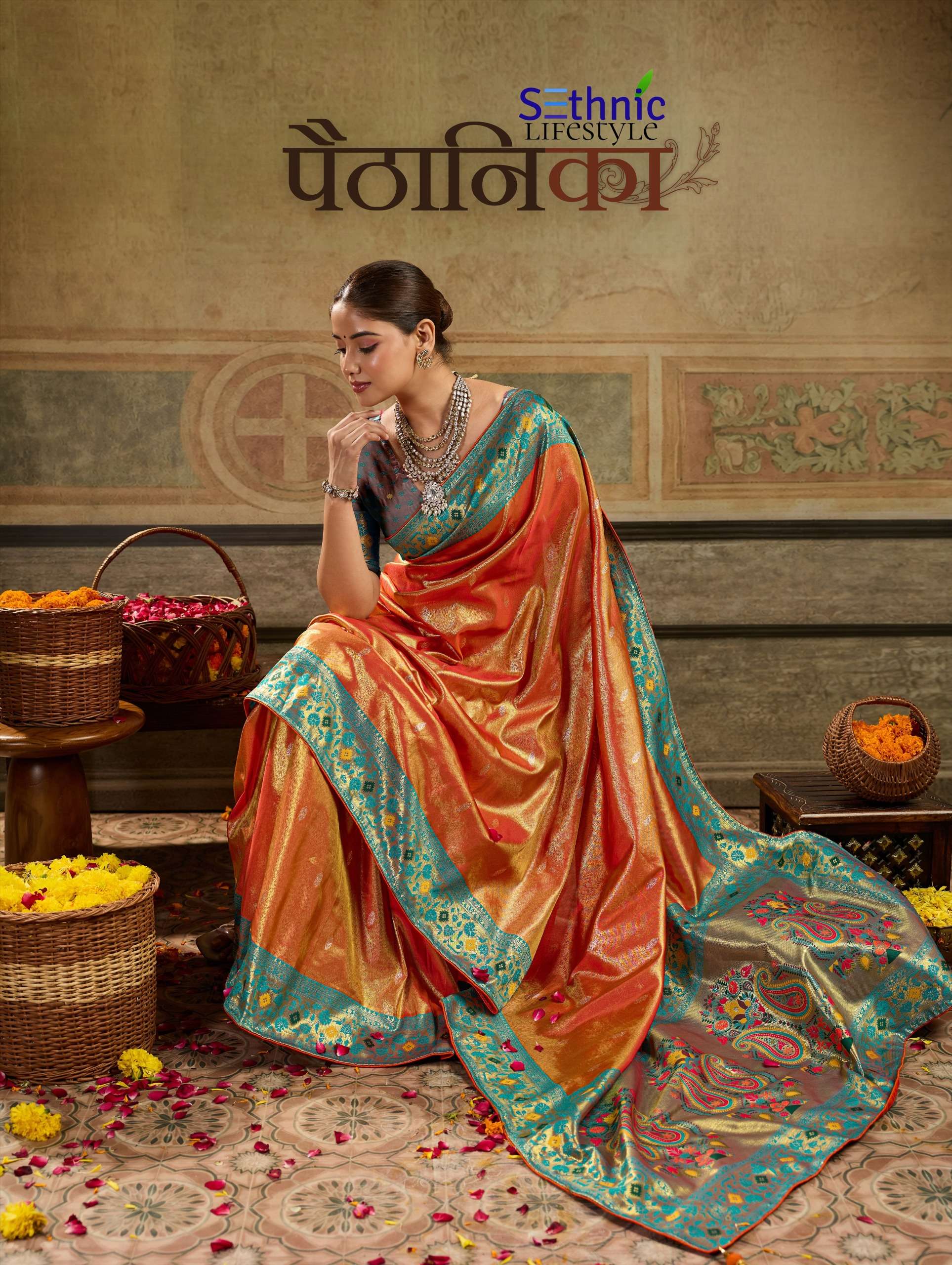  Sethnic Lifestyle Paithanika 150001 TO 150005 Tissue Paithani Silk Fabric saree wholesale in surat