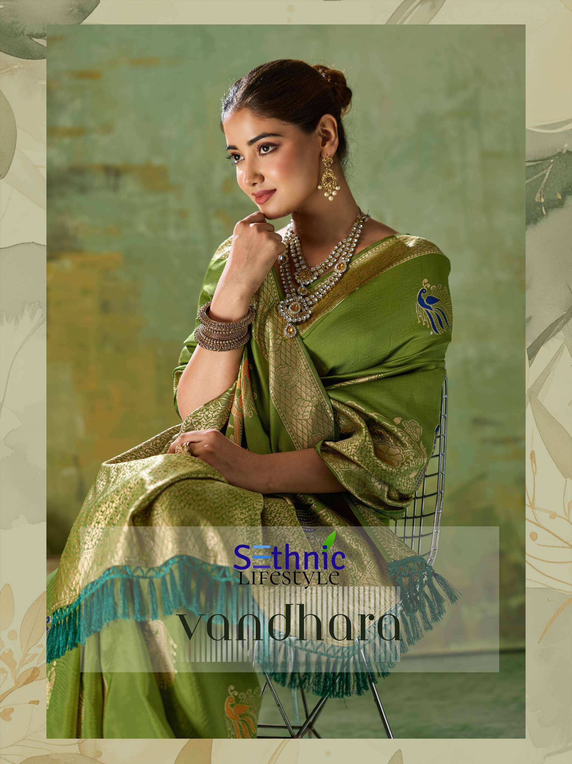 Sethnic Lifestyle Vandhara Twill Banarasi Silk  fabric saree reseller in surat