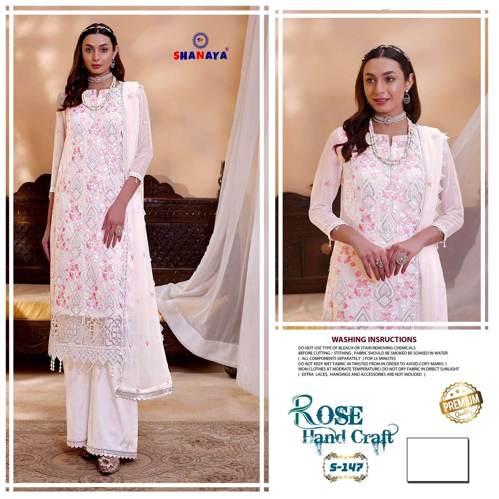 SHANAYA ROSE HAND CRAFT S 147 GEORGETTE SEQUENCE BABY PINK PAKISTANI LUXURY SUIT EID DAY BUY