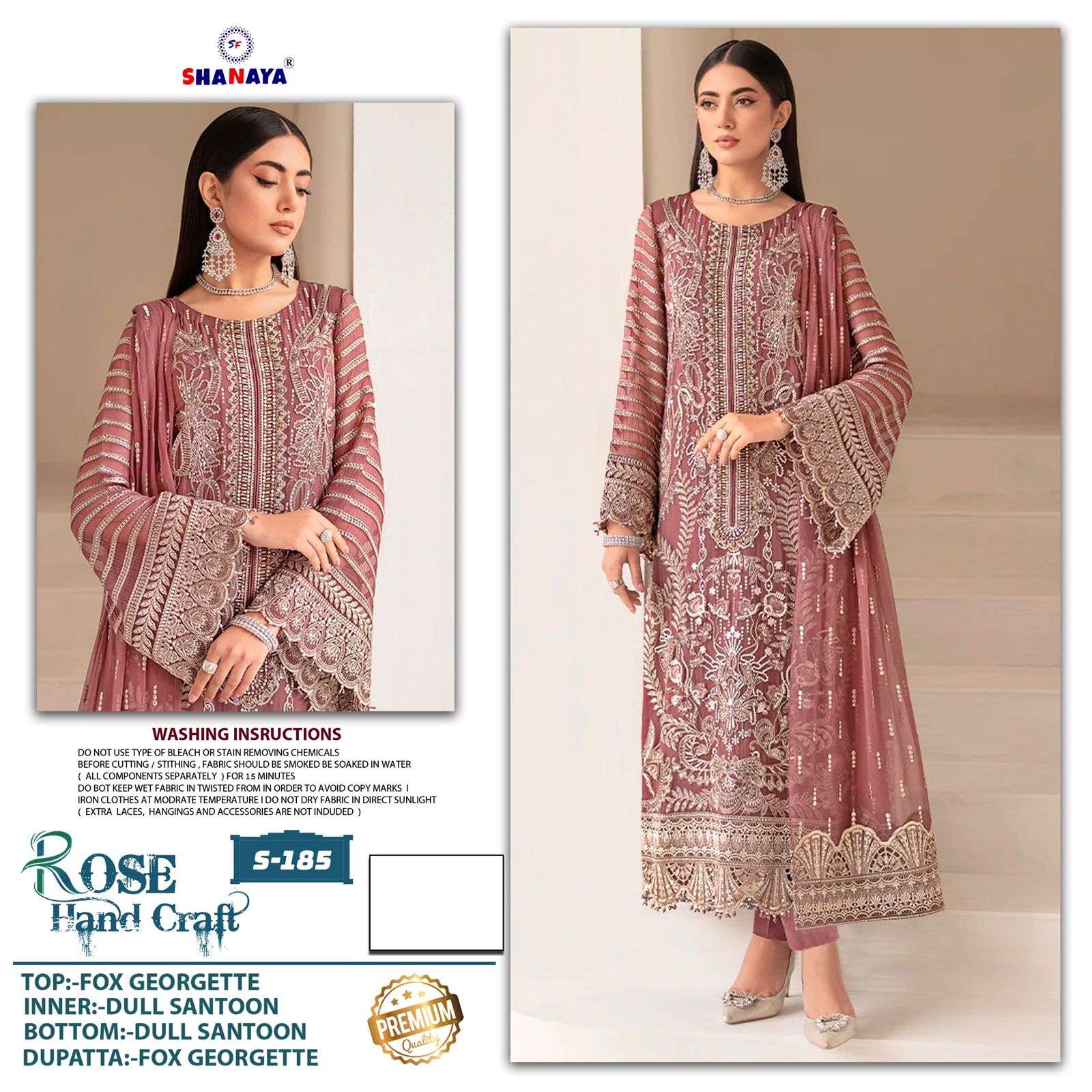 SHANAYA  ROSE HAND CRAFT S 185 GEORGETTE HEAVY SUIT IN TIMELESS PAKISTANI COUTURE