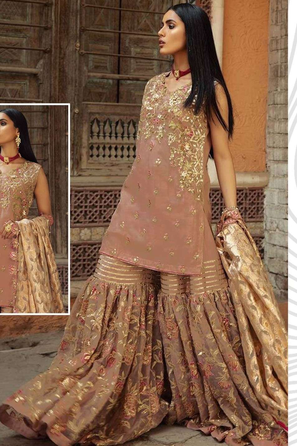 SHANAYA ROSE PREMIUM EDITION S 113 GEORGETTE HEAVY PAKISTANI SHARARA SUIT LUXURY WEAVE INDIAN BUY