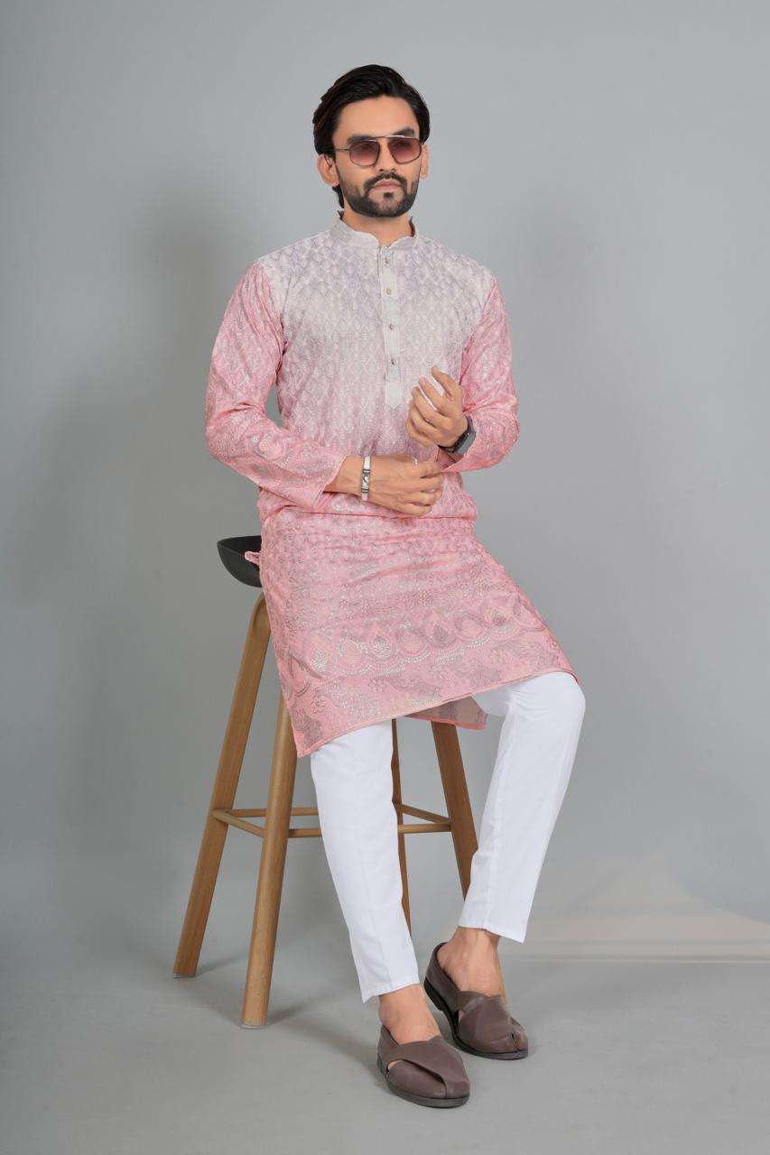 SHIV MENS TRADITIONAL REYON DIGITAL WORK KURTA PURE COTTAN PAYJAMA DIWALI PARTY INDIA