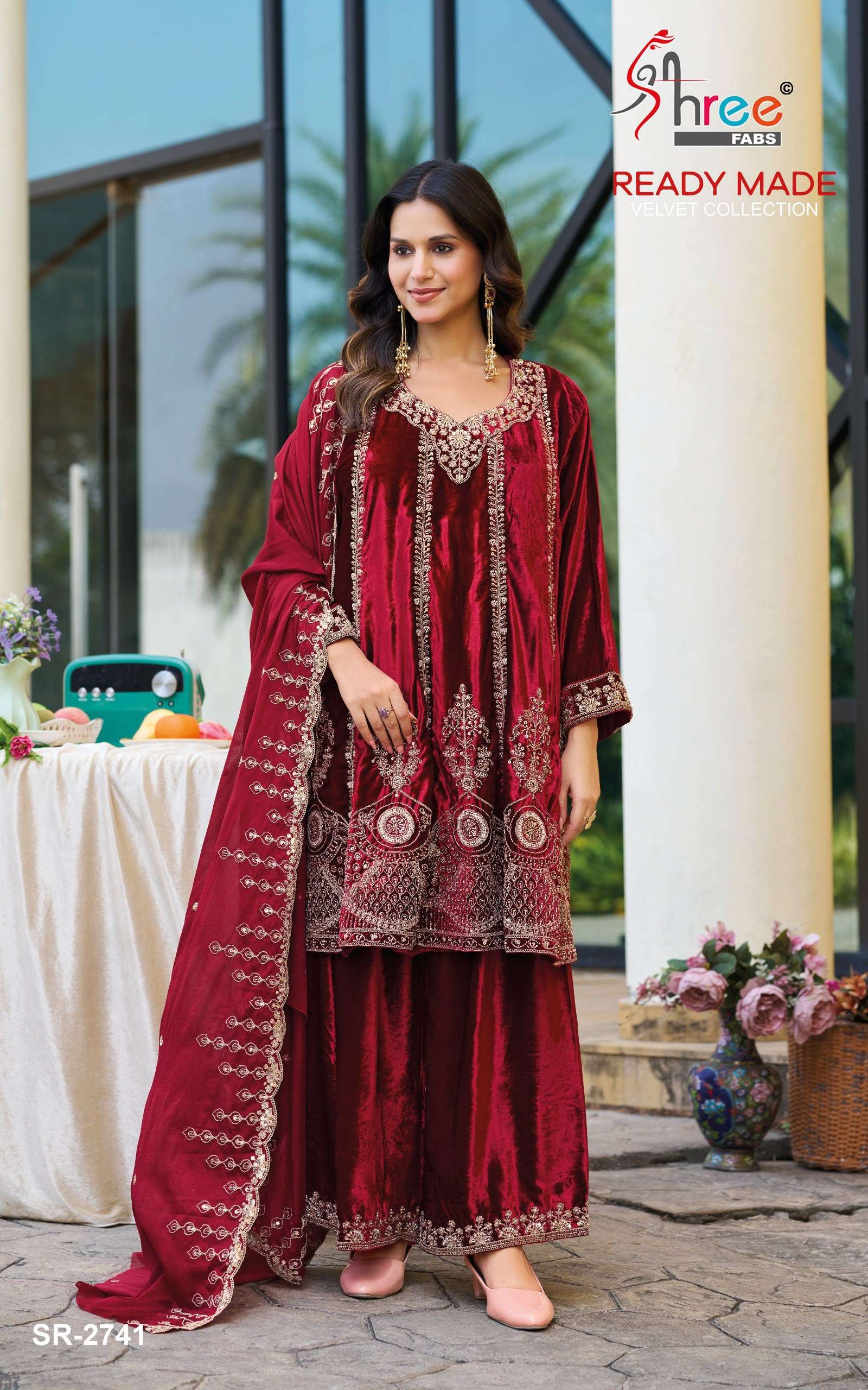 SHREE FABS 2741 SMART PREMIUM VELVET BEATS WORK SALWAR SUIT WINTER WEDDING CLOTHING