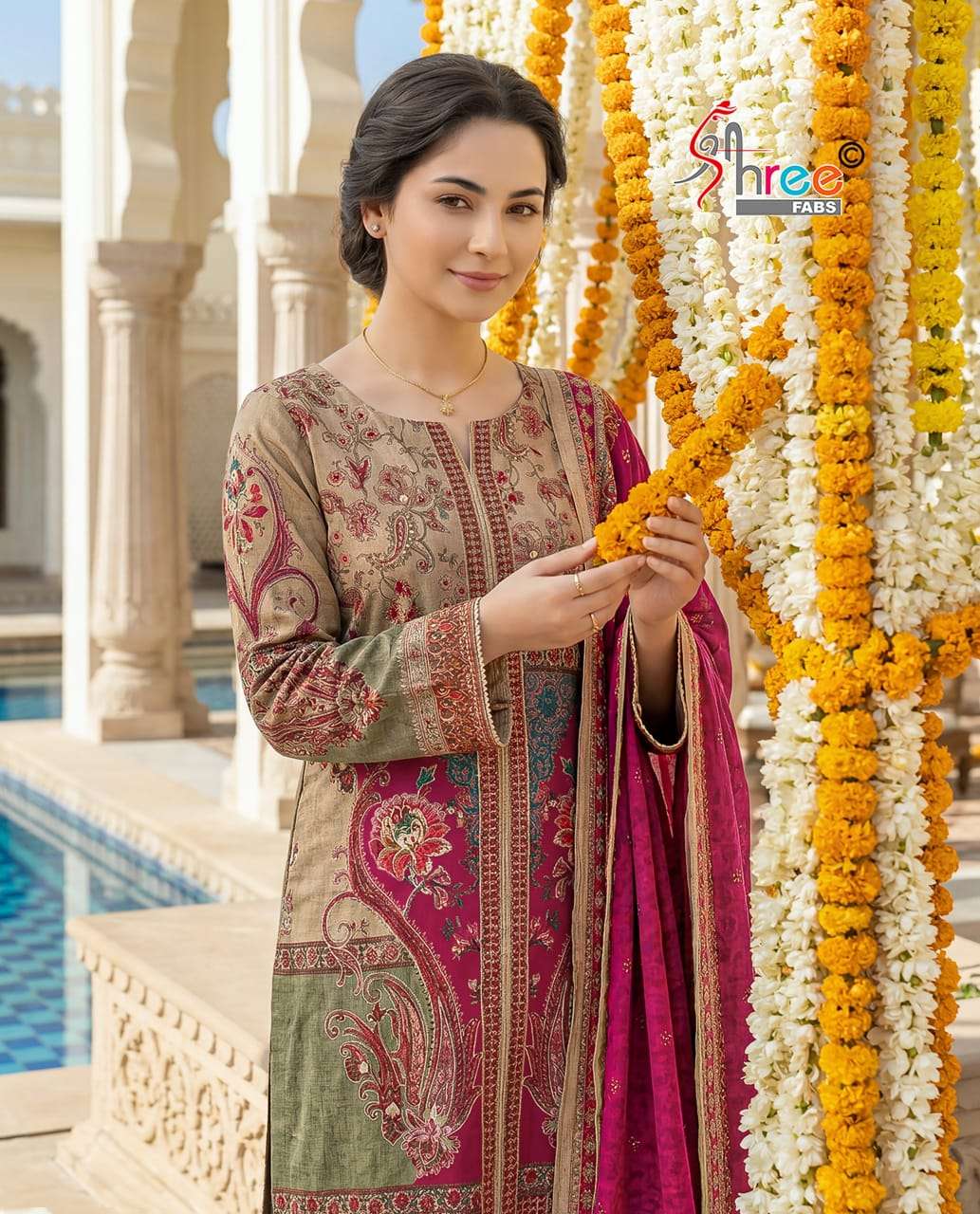 SHREE FABS KT 375 COLOUR MASLIN MULTI COLOR AND WORK LADIES DRESS FOR WHOLESALER TEXTILE