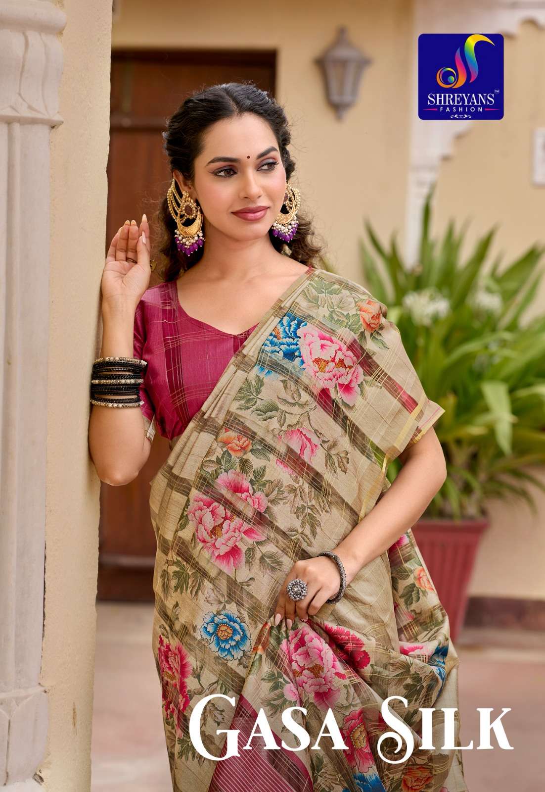 SHREYANS GASE SILK SOFT TUSSAR BASE FABRIC SAREE WHOLESALE IN SURAT