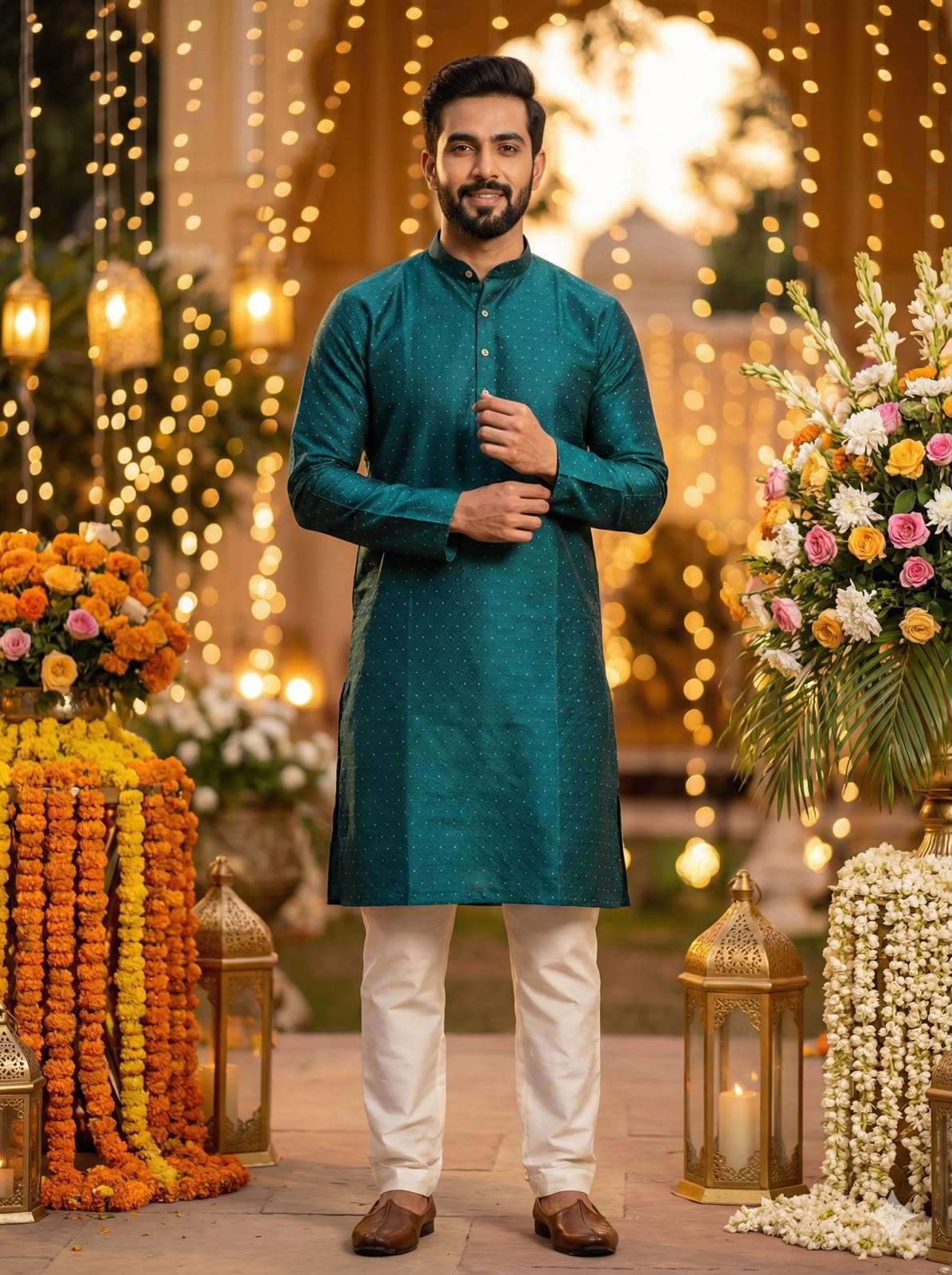 SHUBH FUNCTIONS AND PARTY WEAR KURTA WITH PAYJAMA BOTH POCKET INDIA