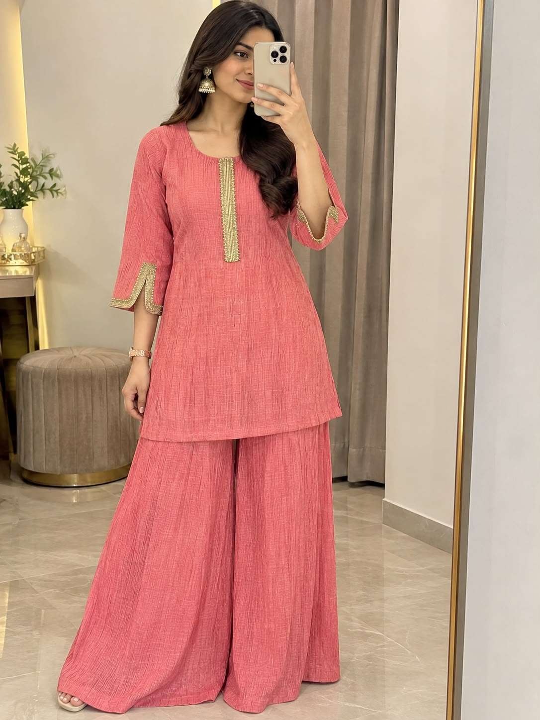 SILK FABRIC KURTI PALAZZO LIKE CORD SET THE ULTIMATE SHADI WEAR COMPILATION IN SURAT