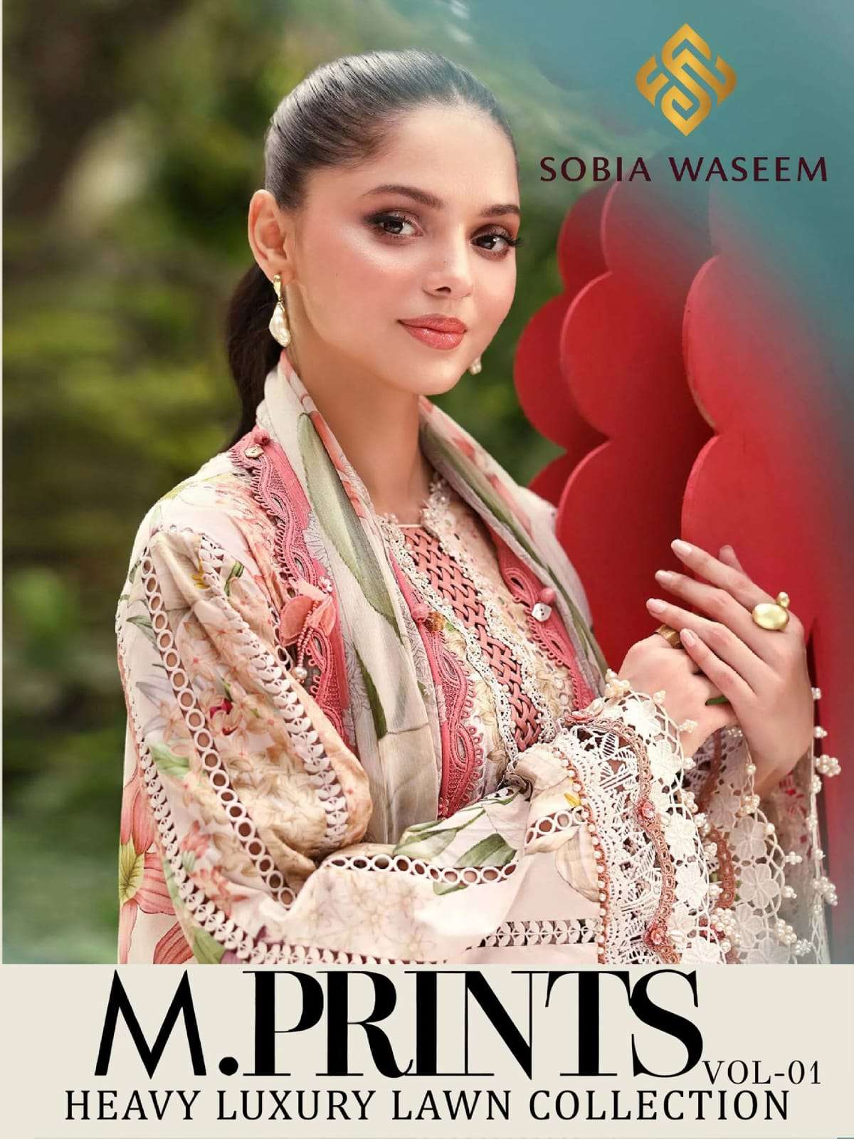 SOBIA WASEEM M PRINT VOL 1 LAWN COTTON KARACHI PRINT SUIT LUXURY WEDDING EDITION SHOP